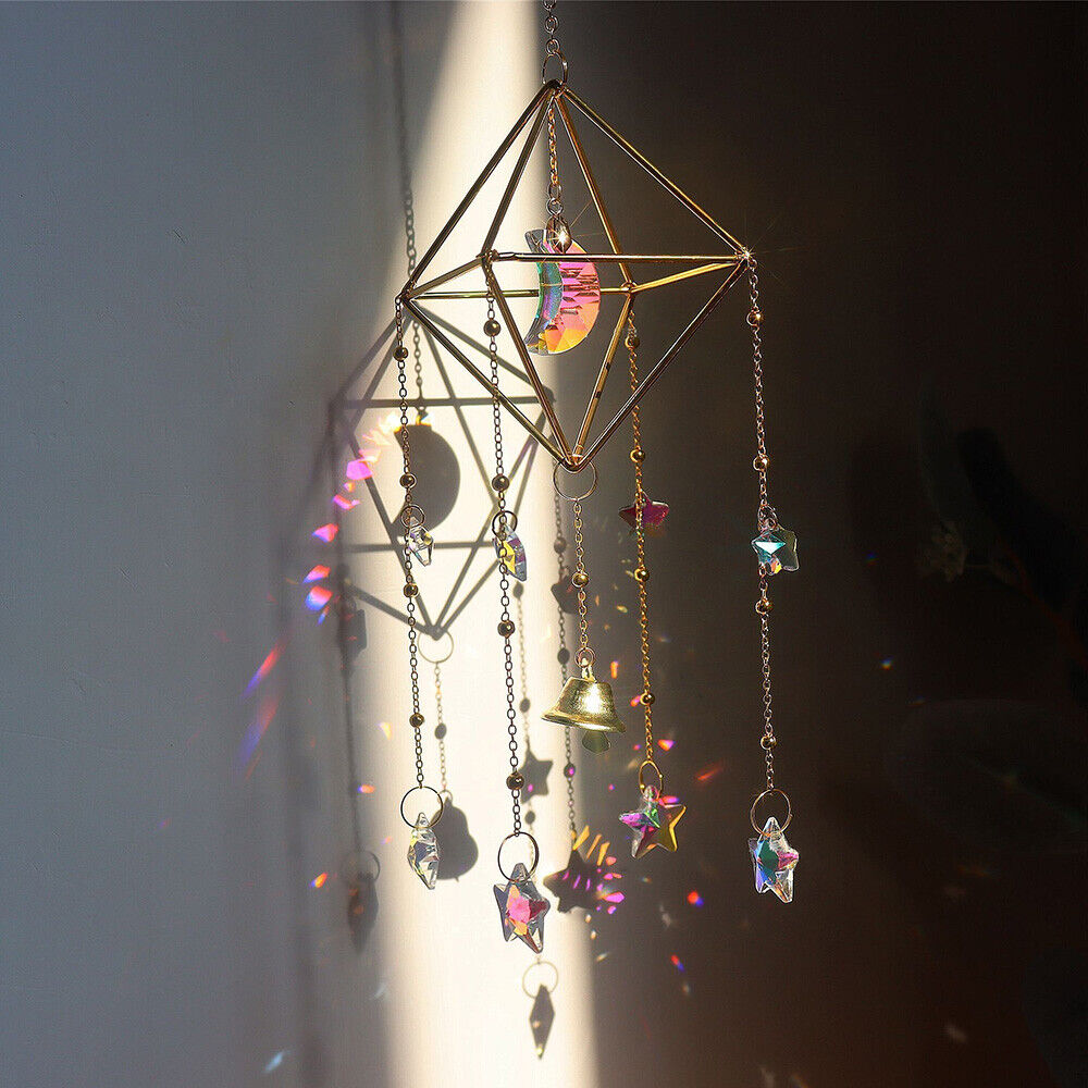 Star Moon Crystal Sun Catcher  - Boho Wind Chimes ulasan dan harga