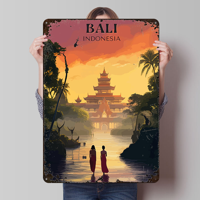 Bali Temple Sunset Printed Pos - Home Decor Bali ulasan dan harga