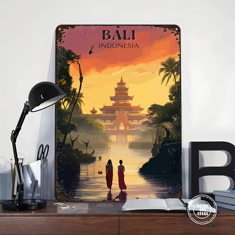 Bali Temple Sunset Printed Pos - Home Decor Bali ulasan dan harga