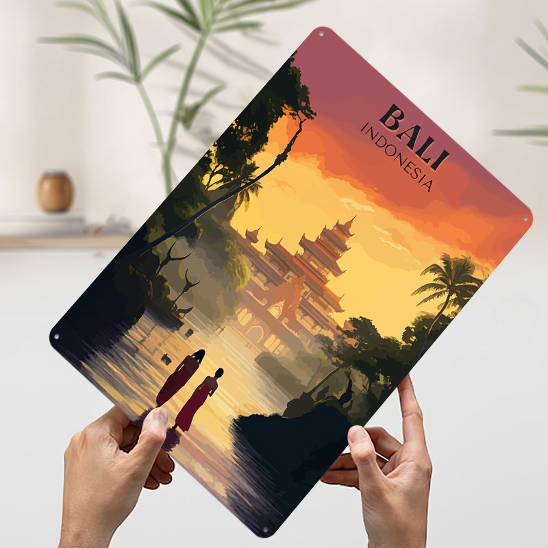 Bali Temple Sunset Printed Pos - Home Decor Bali ulasan dan harga