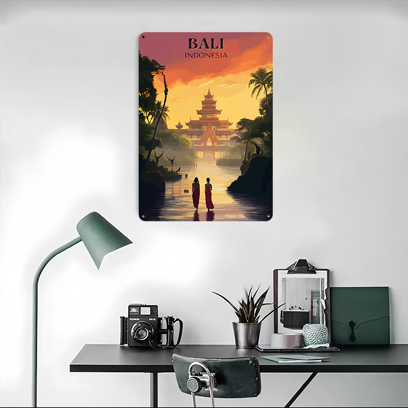 Bali Temple Sunset Printed Pos - Home Decor Bali ulasan dan harga