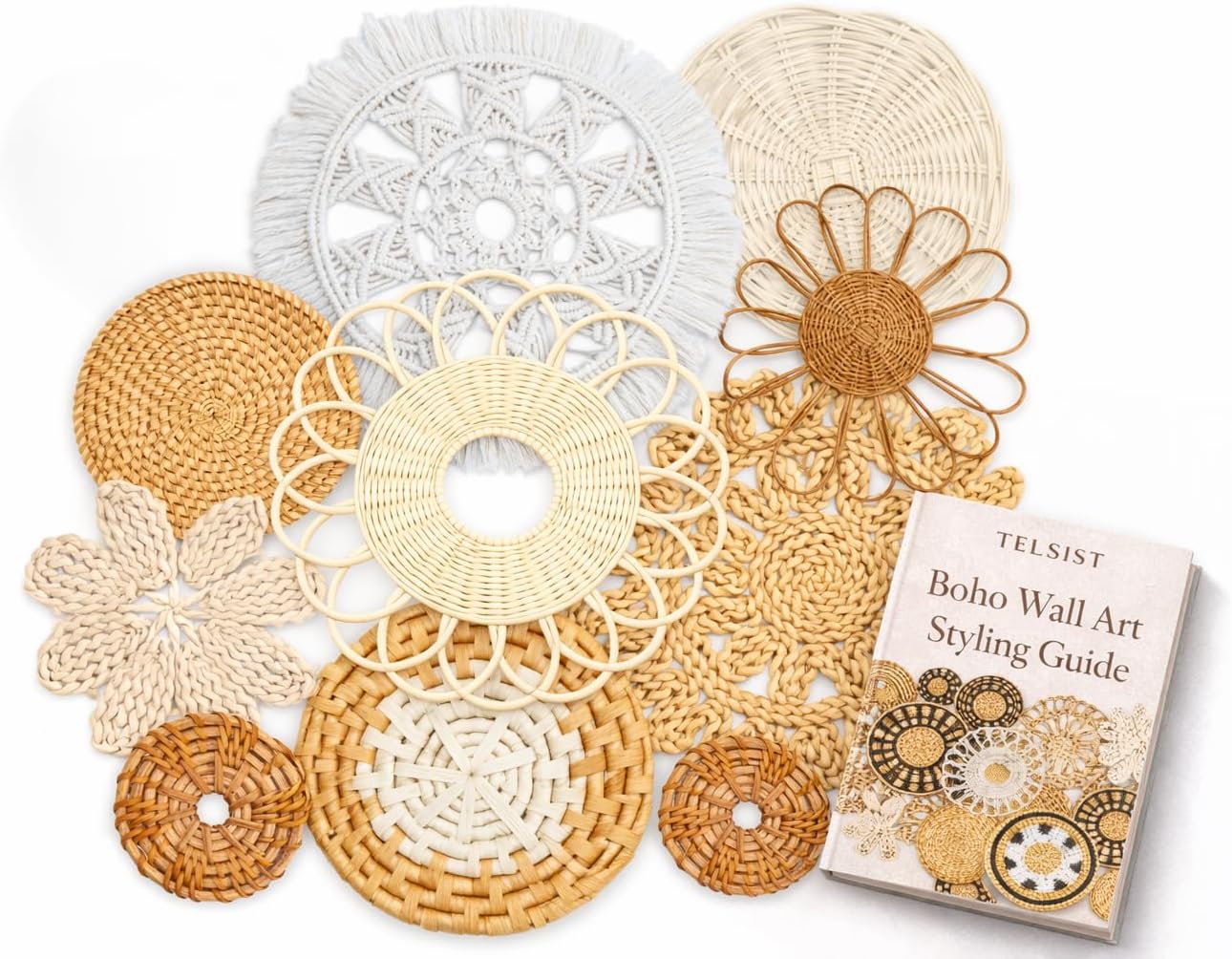 10-Piece Boho Wall Basket Set  - Woven Wall Basket ulasan dan harga
