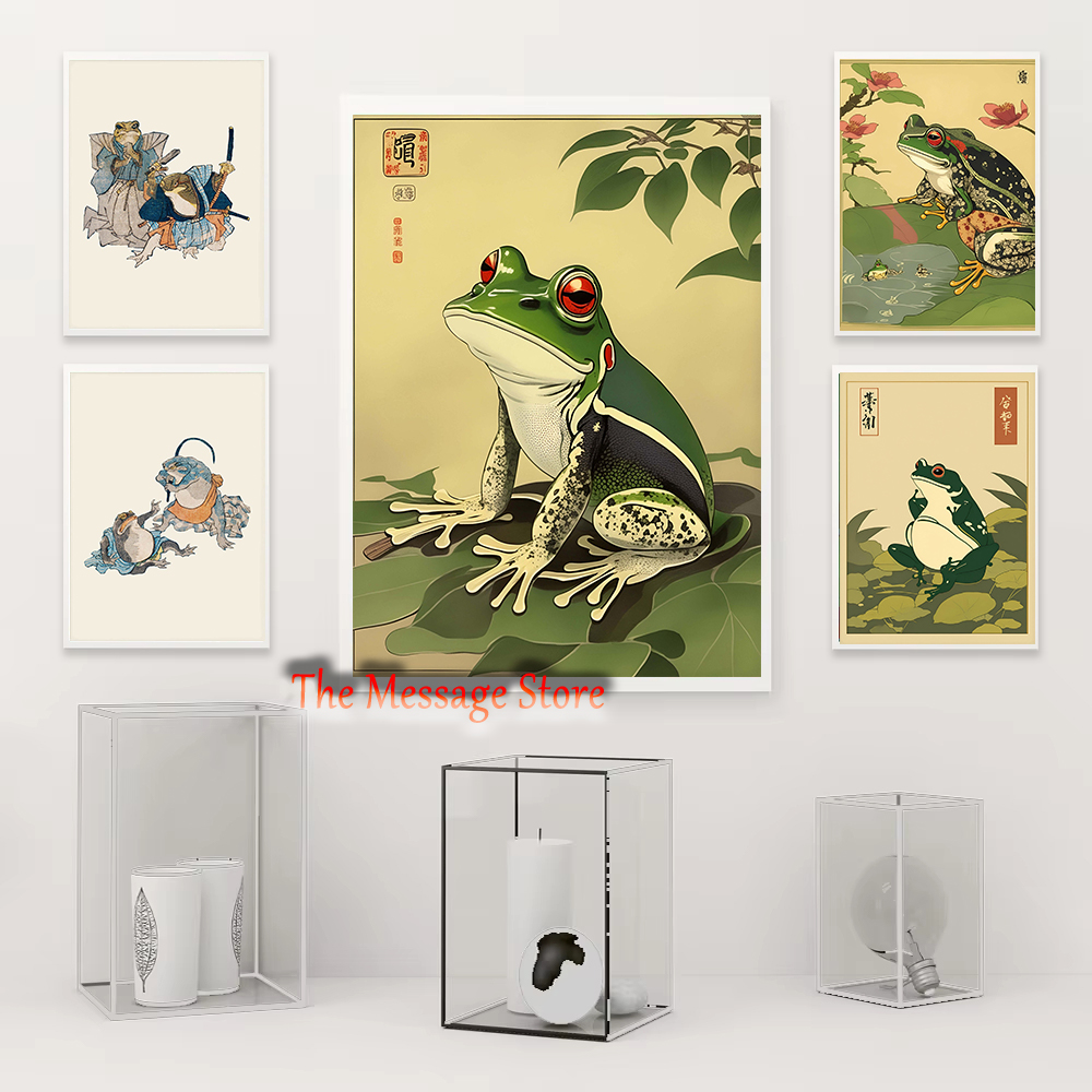 Japanese Frog Art Vintage Frog - Home Decor Japandi Style ulasan dan harga