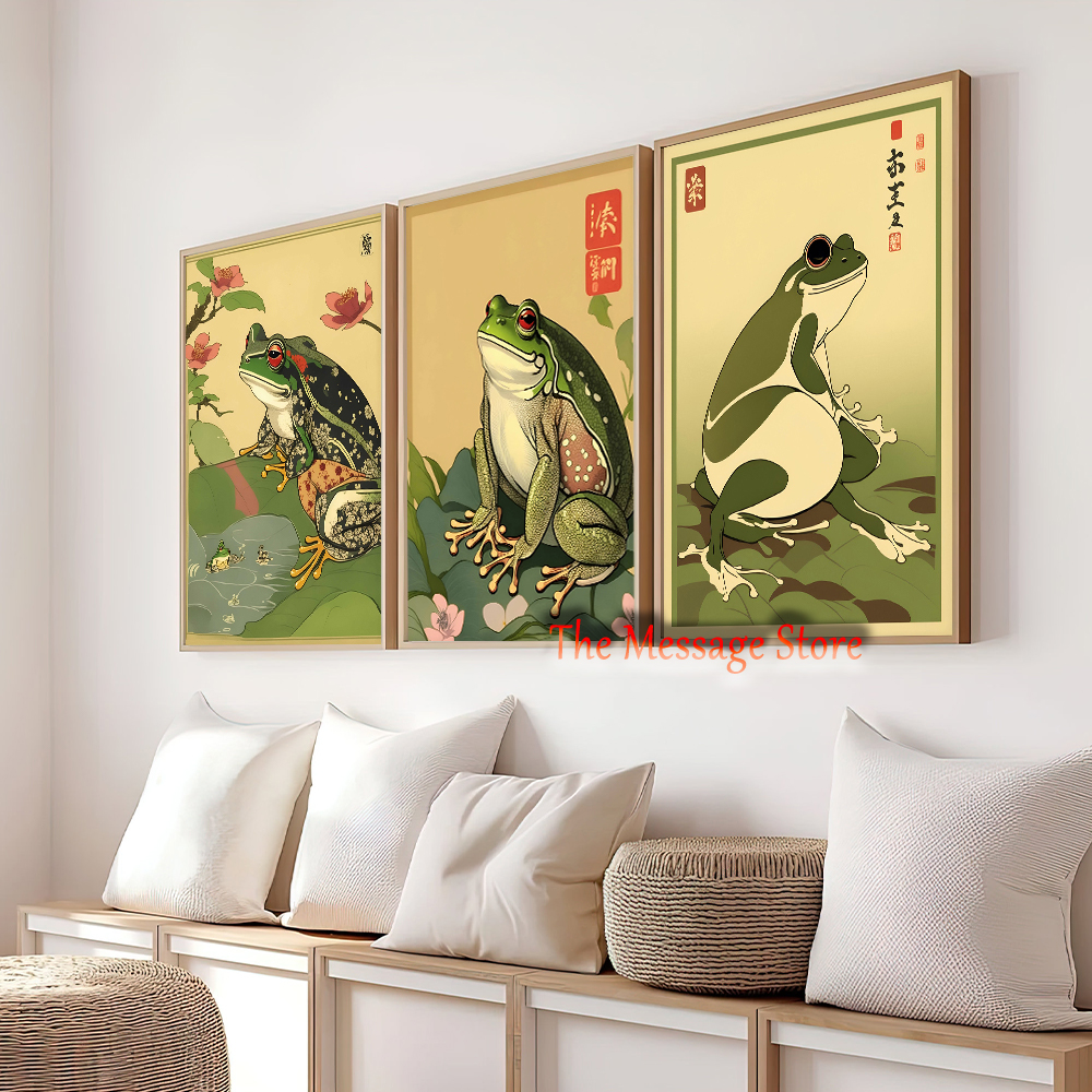 Japanese Frog Art Vintage Frog - Home Decor Japandi Style ulasan dan harga