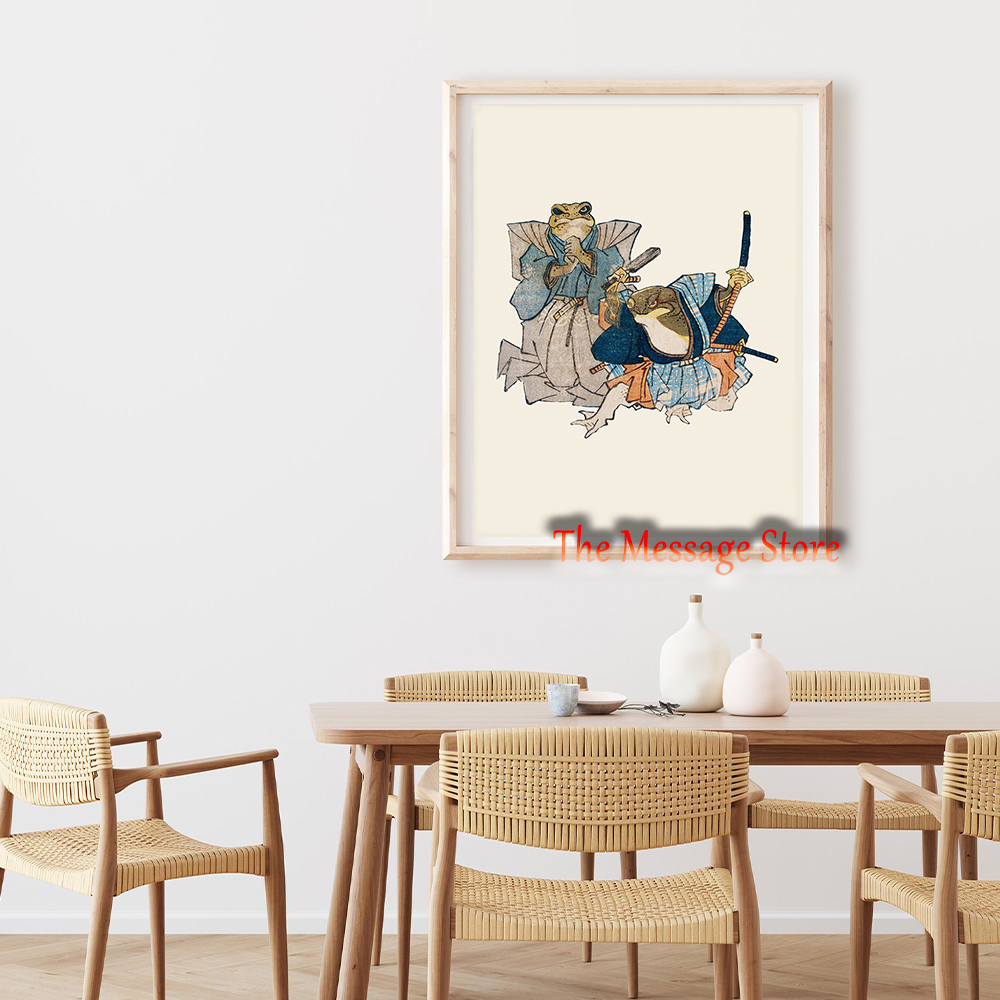 Japanese Frog Art Vintage Frog - Home Decor Japandi Style ulasan dan harga