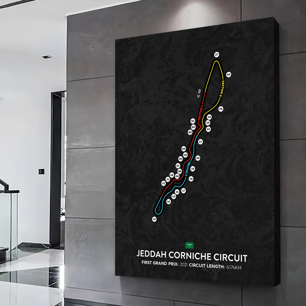 Jeddah Circuit Printing Poster - Home Decor Jeddah ulasan dan harga