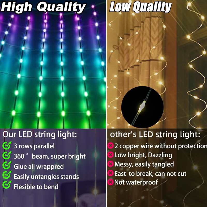 RGB Mesh Lights LED String Wat - String Curtain Light ulasan dan harga