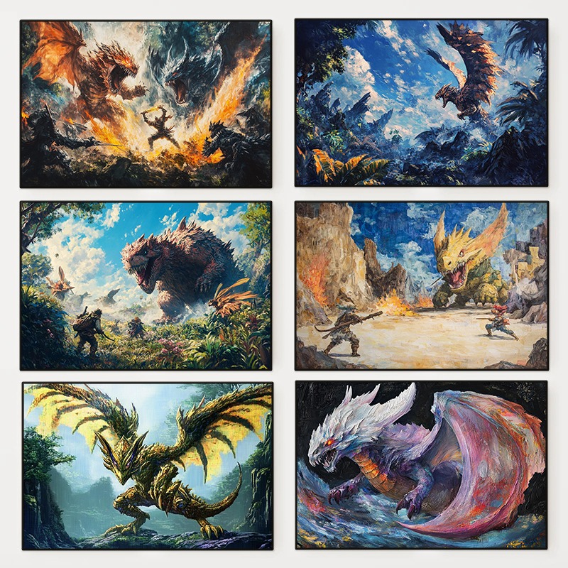 1pc frameless Monster Hunter A - Home Decor Ai Free ulasan dan harga