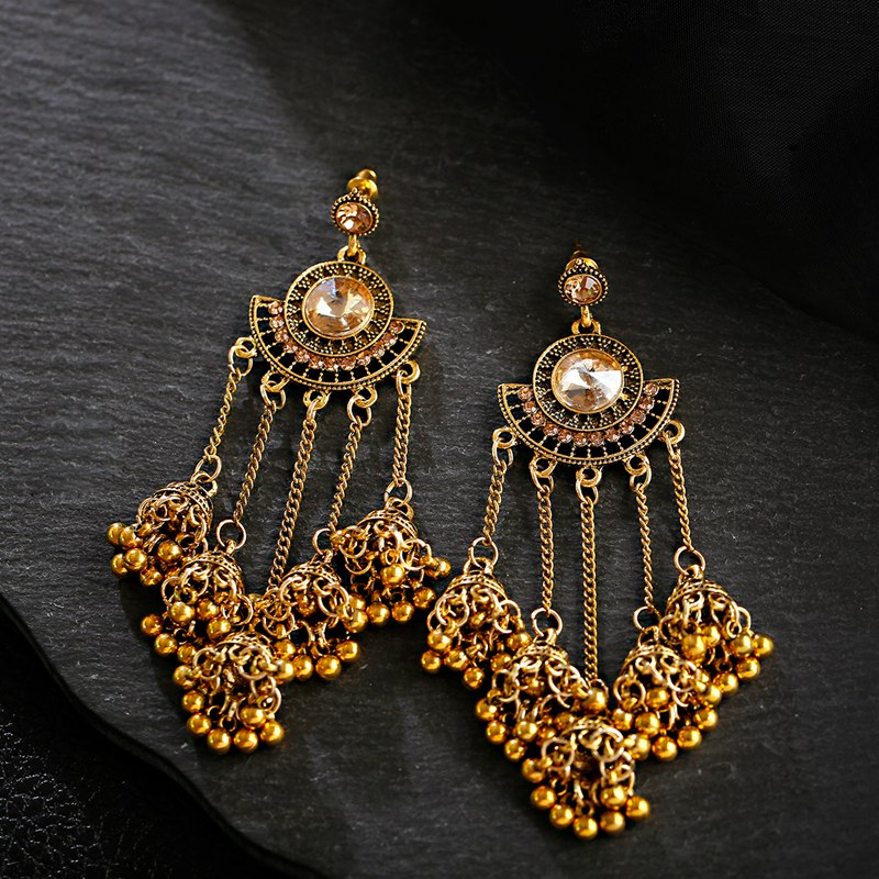 Indian Jhumka Earrings Gold Sl - Boho Wind Chimes ulasan dan harga