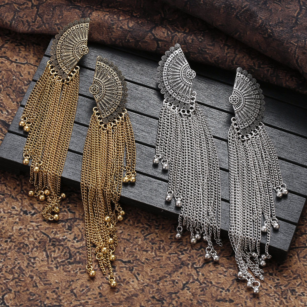 Indian Jhumka Earrings Gold Sl - Boho Wind Chimes ulasan dan harga