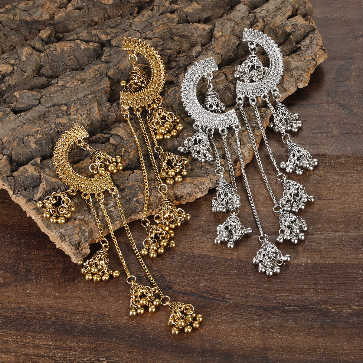 Indian Jhumka Earrings Gold Sl - Boho Wind Chimes ulasan dan harga