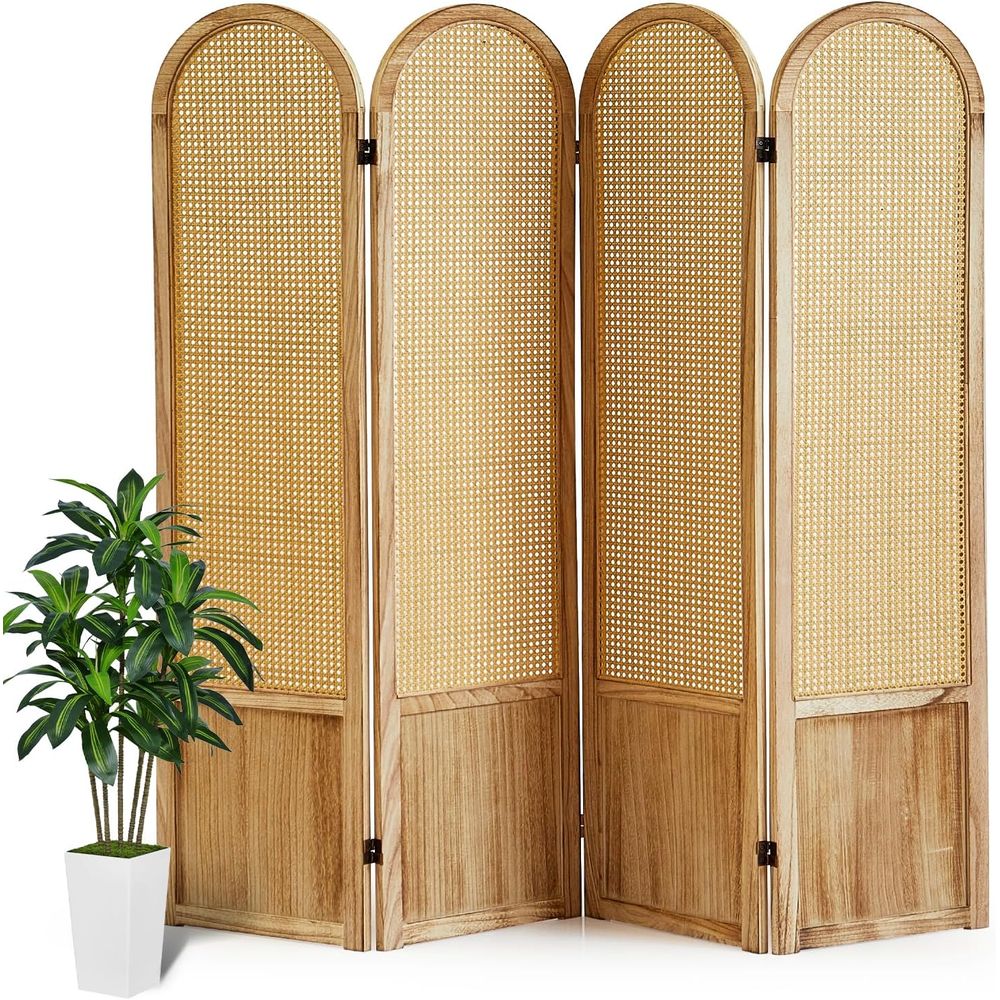 4-Panel Wooden Privacy Screen, - Room Divider Screen ulasan dan harga