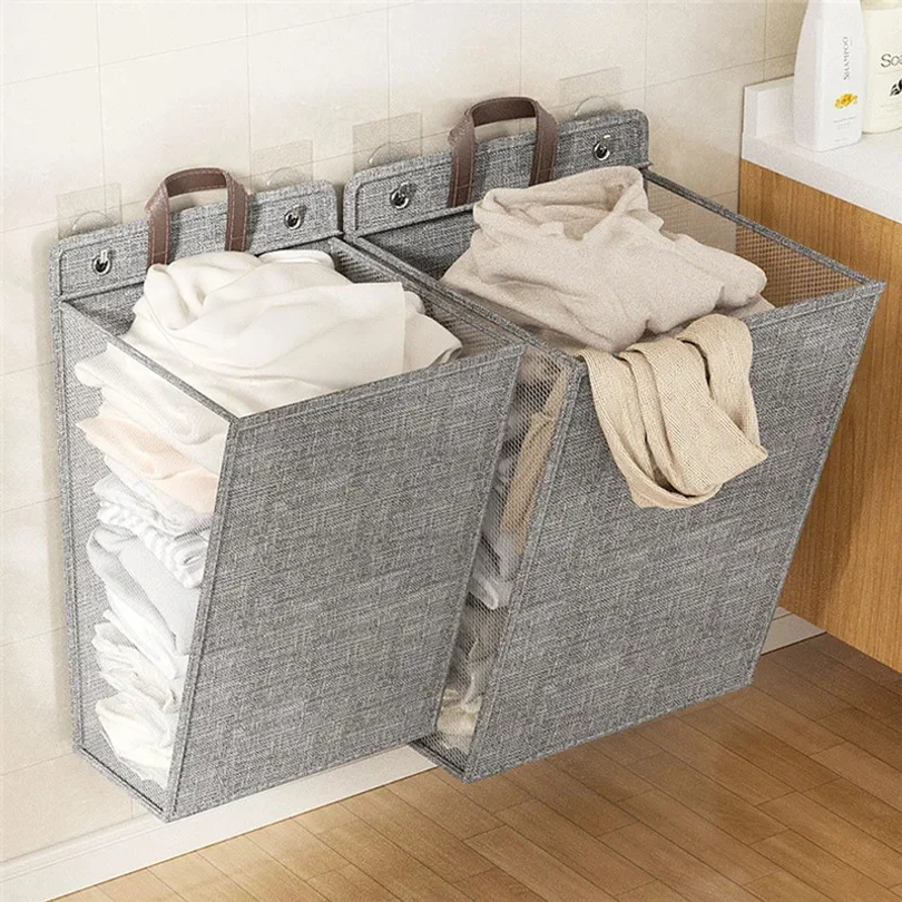 1 Pcs Foldable Adhesive Laundr - Woven Wall Basket ulasan dan harga