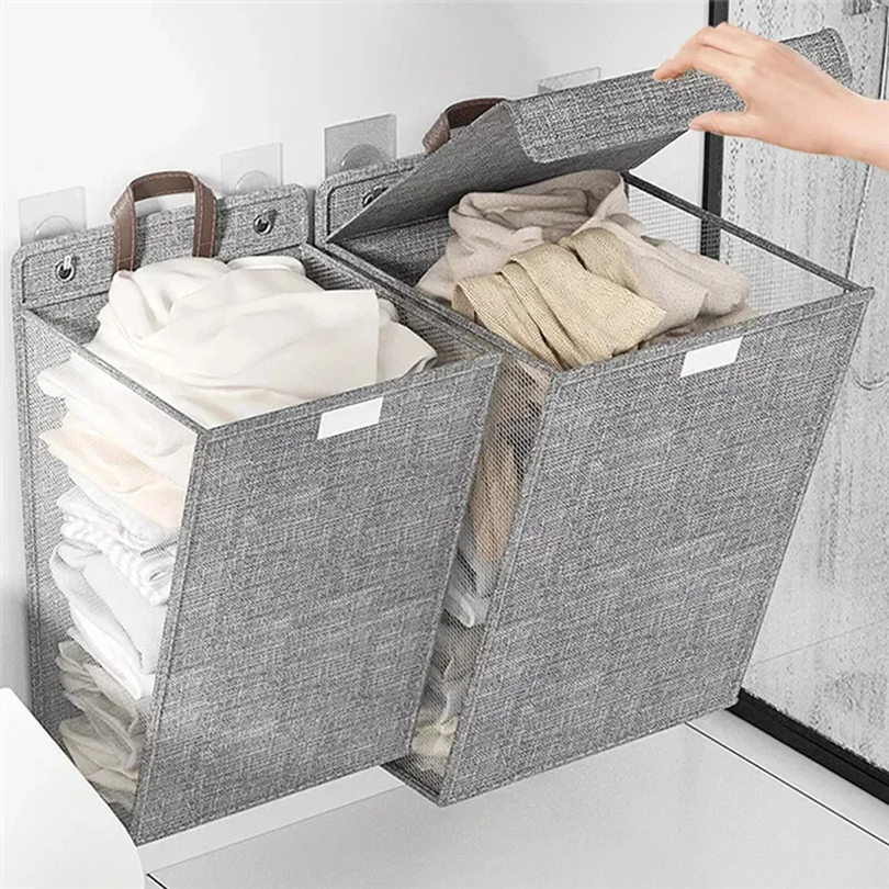 1 Pcs Foldable Adhesive Laundr - Woven Wall Basket ulasan dan harga