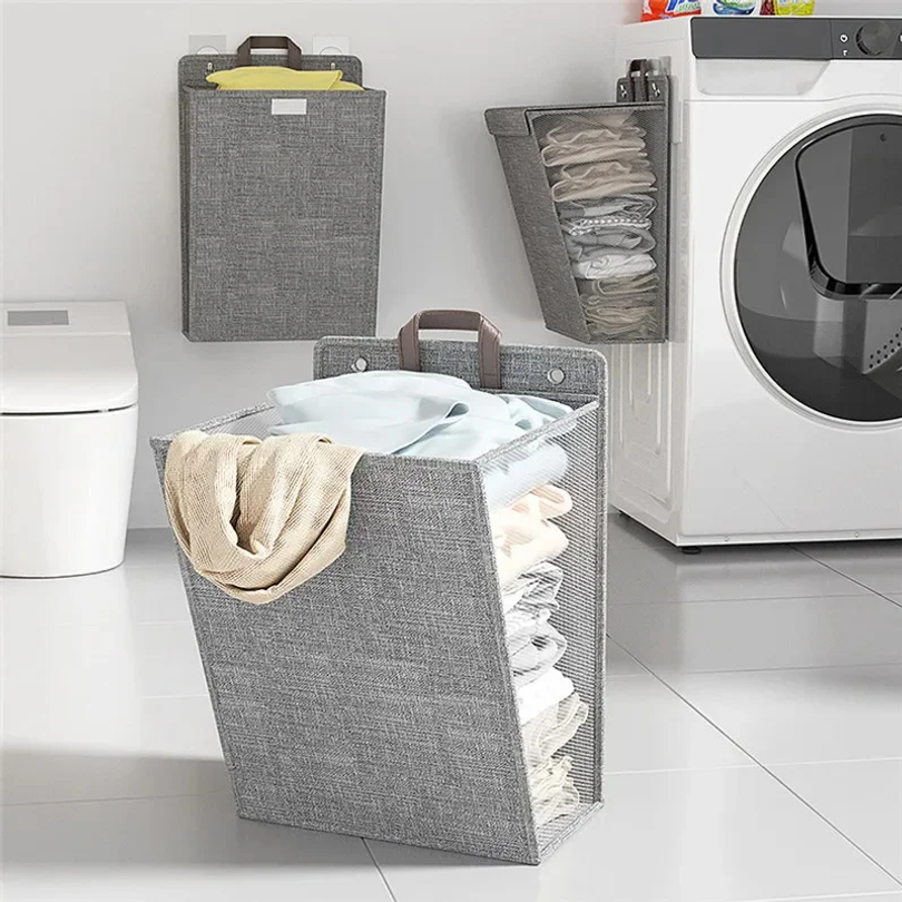 1 Pcs Foldable Adhesive Laundr - Woven Wall Basket ulasan dan harga