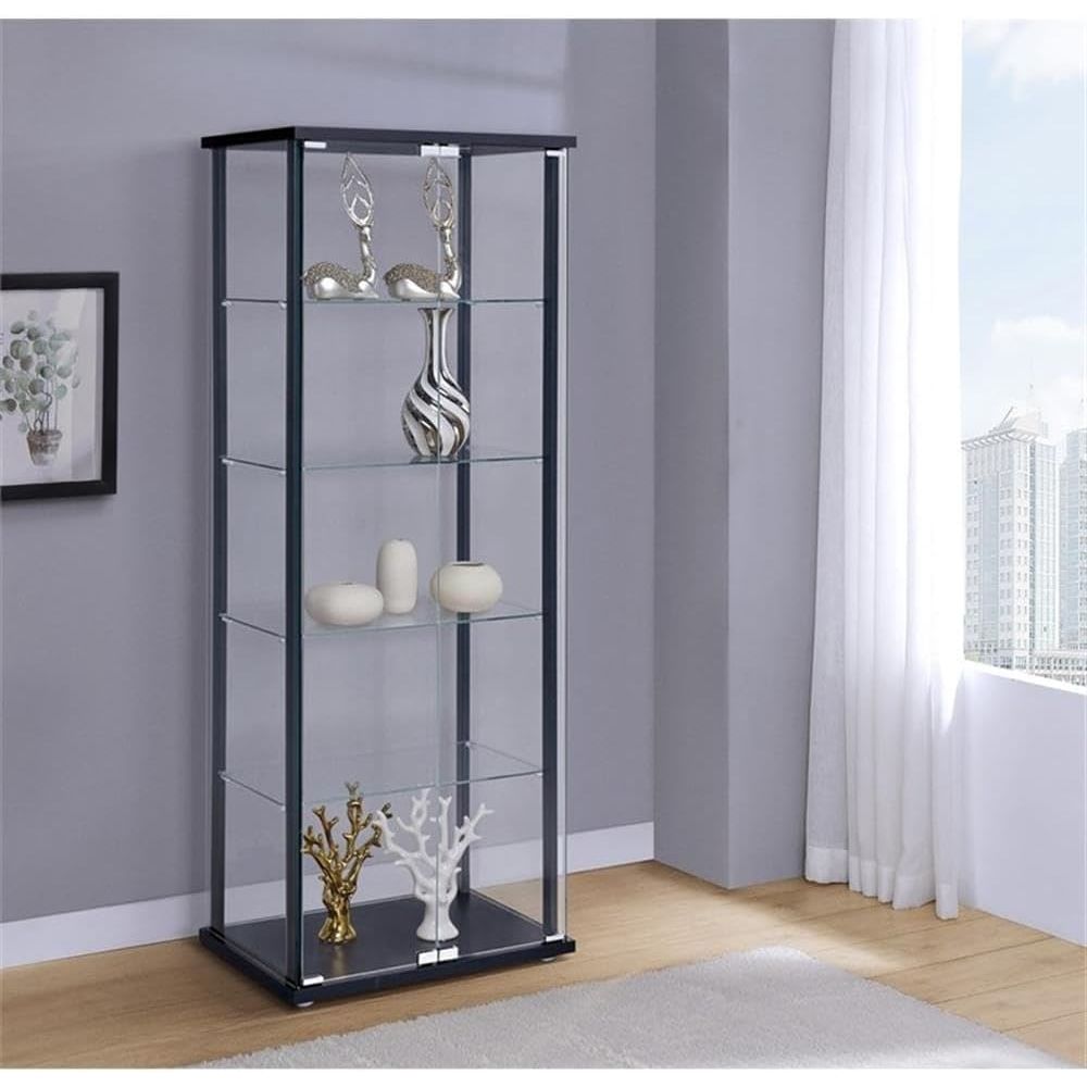 Modern Black Glass Curio Cabin - H&M Home Decor ulasan dan harga