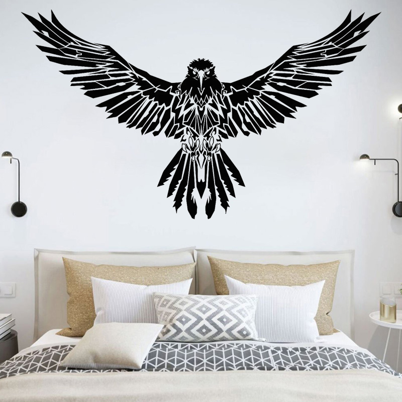Black Raven Wall Sticker Eagle - Home Decor Vinyl Flooring ulasan dan harga