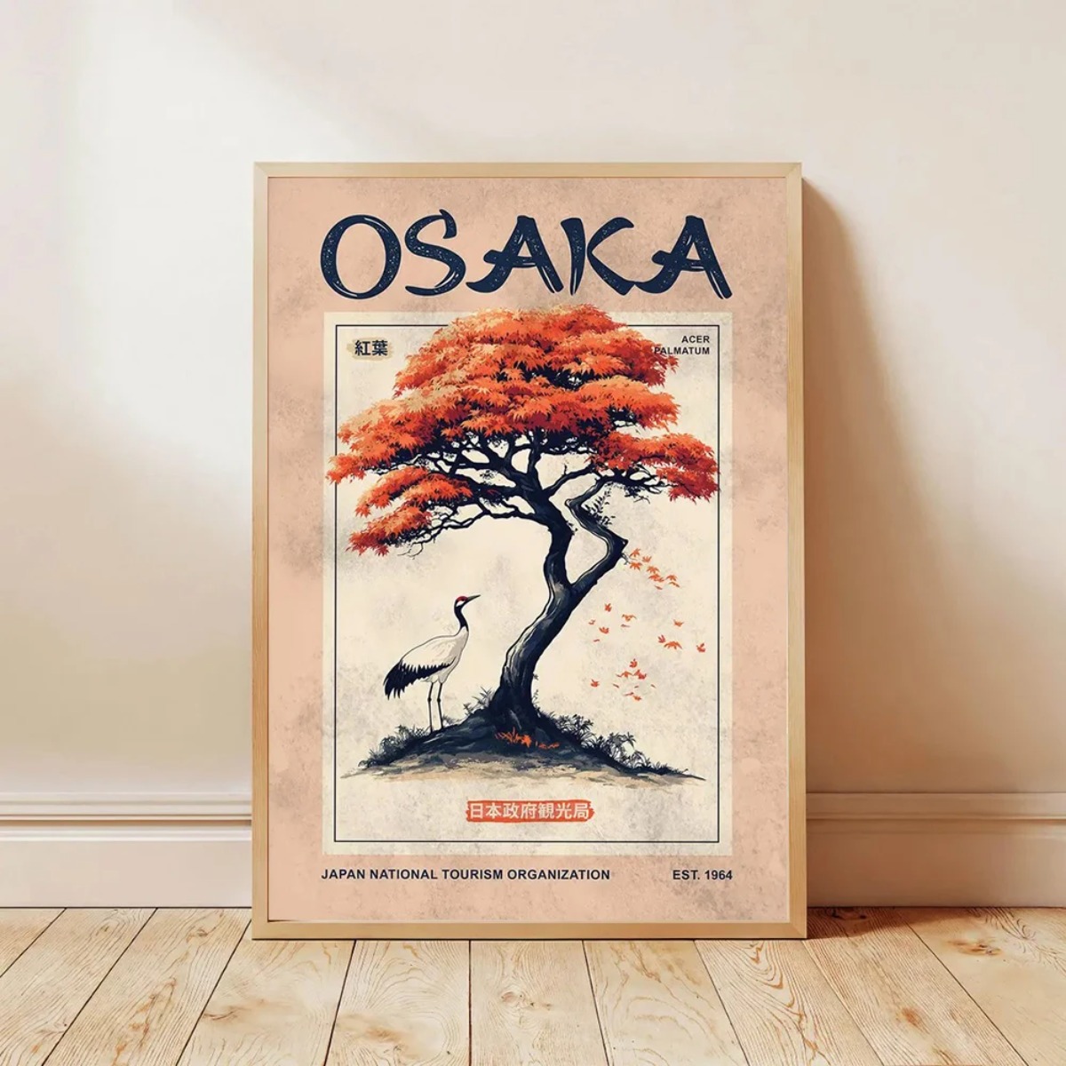 Japanese Retro Crane Canvas Pr - Home Decor Japandi Style ulasan dan harga