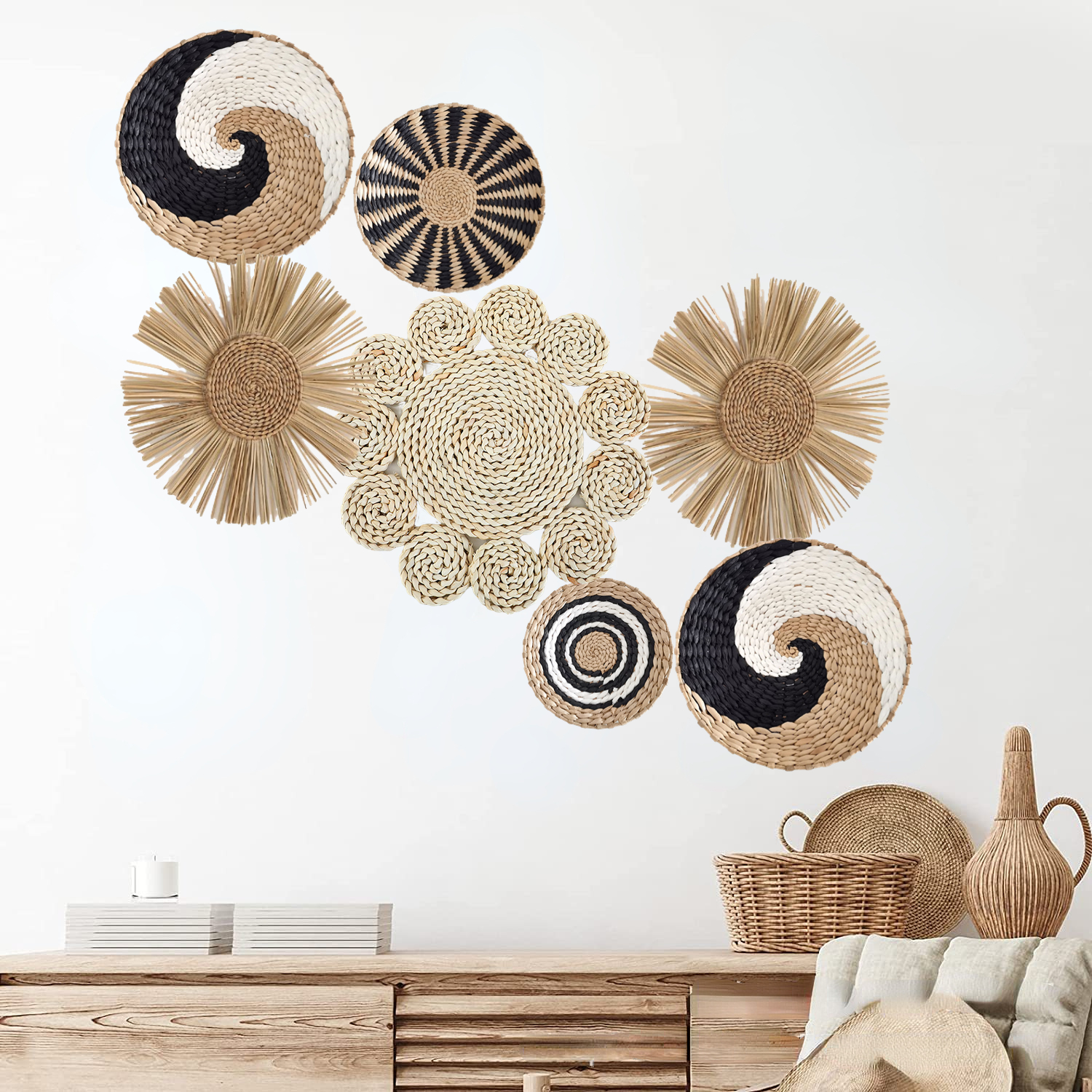 Straw Woven Wall Decoration Bo - Woven Wall Basket ulasan dan harga