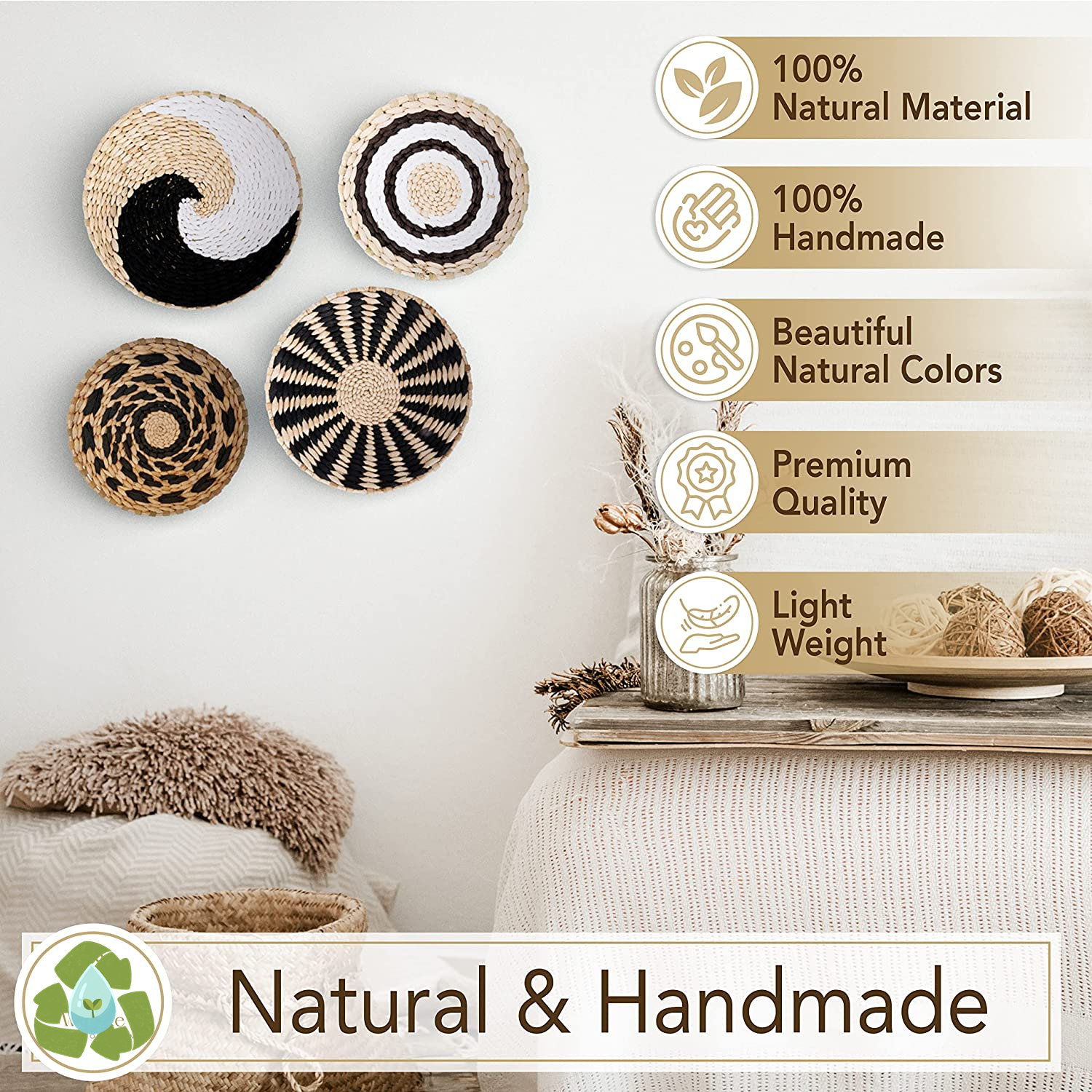 Straw Woven Wall Decoration Bo - Woven Wall Basket ulasan dan harga