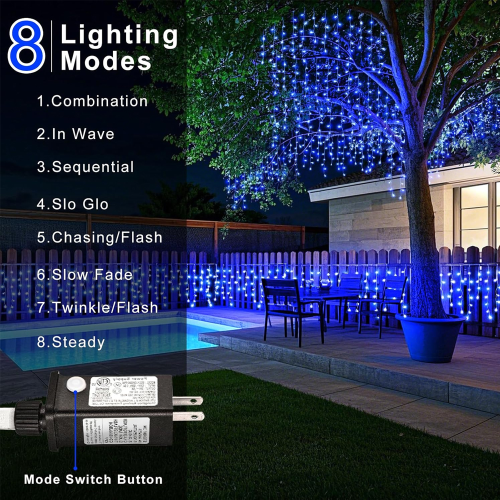 20M 480LED Icicle Curtain Stri - String Curtain Light ulasan dan harga