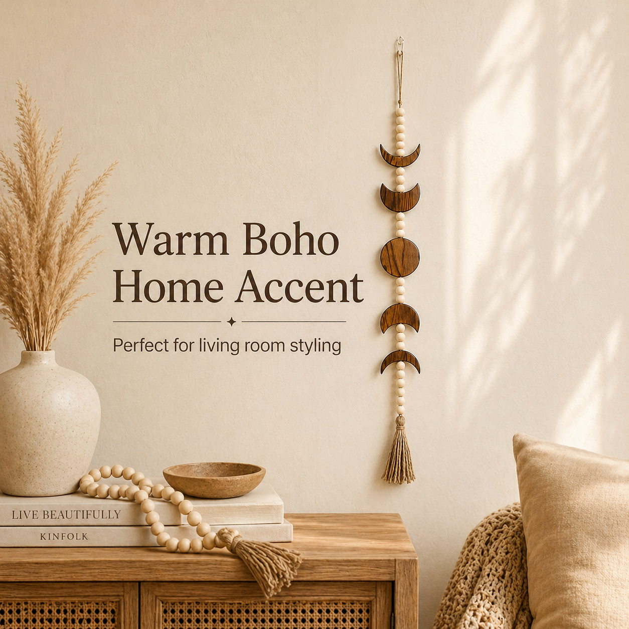 Boho Moon Phase Wall Hanging W - Boho Wind Chimes ulasan dan harga